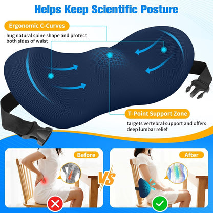 SweetSlubr Lumbar Support Pillow for Office Chair, Back Support, Black