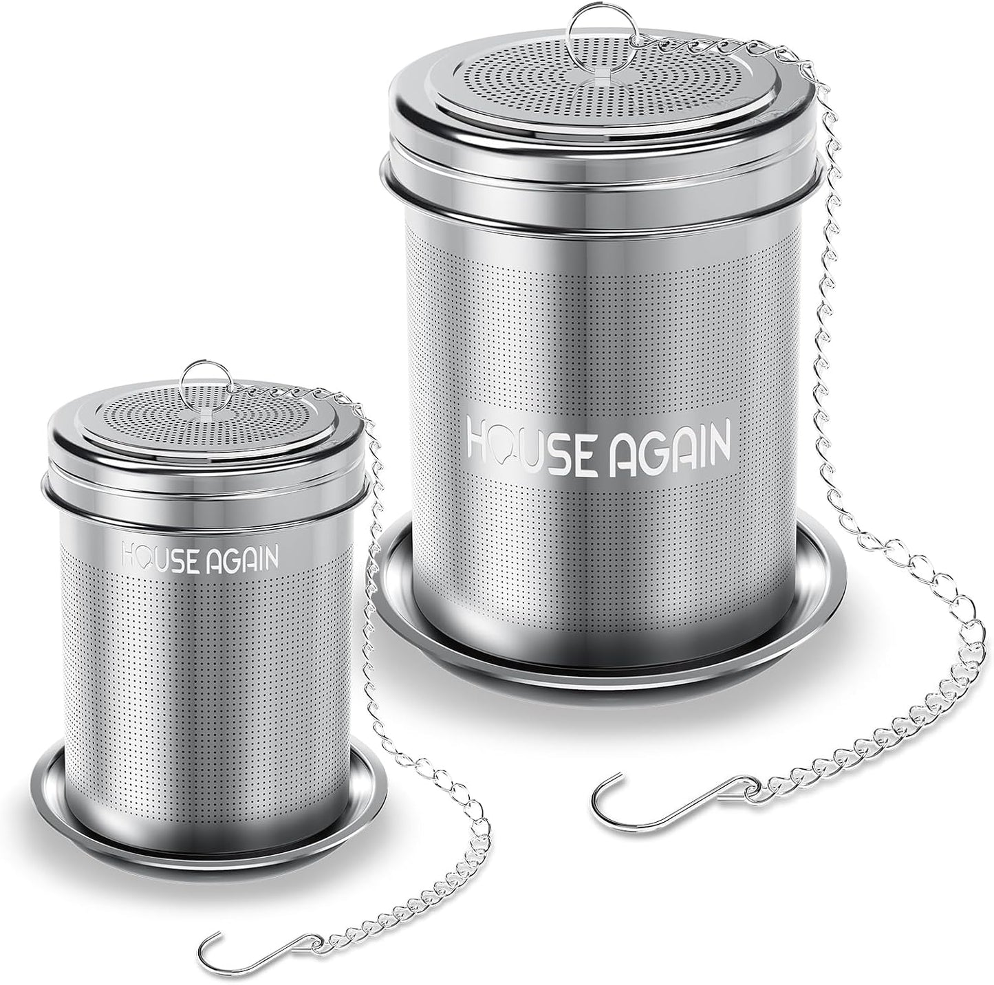 House Again Tea Infusers, Extra Fine Mesh Tea Strainers for Loose Tea, Updated Slim Threaded Lid & 304 Stainless Steel, Filter Bags Diffusers, Loose Leaf Tea Steeper for Brew Tea Spices & Seasonings