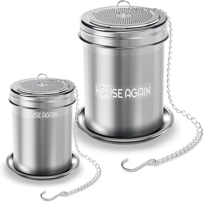 House Again Tea Infusers, Extra Fine Mesh Tea Strainers for Loose Tea, Updated Slim Threaded Lid & 304 Stainless Steel, Filter Bags Diffusers, Loose Leaf Tea Steeper for Brew Tea Spices & Seasonings