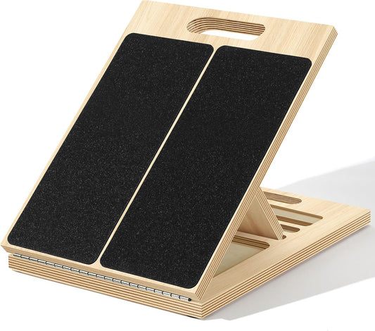 Wooden Slant Board for Calf Stretching, 5 Adjustable Angles, 300lb Capacity | 15.5-Inch Anti-Slip Squat Wedge for Yoga Pilates Fitness, Physical Therapy for Ankle Mobility & Hamstring Stretch