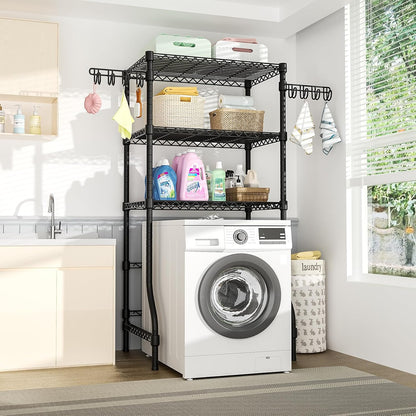 U8 Medium Laundry Room Storage Organizer, Over the Washer and Dryer Storage Shelves for Laundry Organization, 32.3”W x 17.3”D x 76.2”H, Suit Washing Machine Width within 29.9”, Hold 304 lb, Black