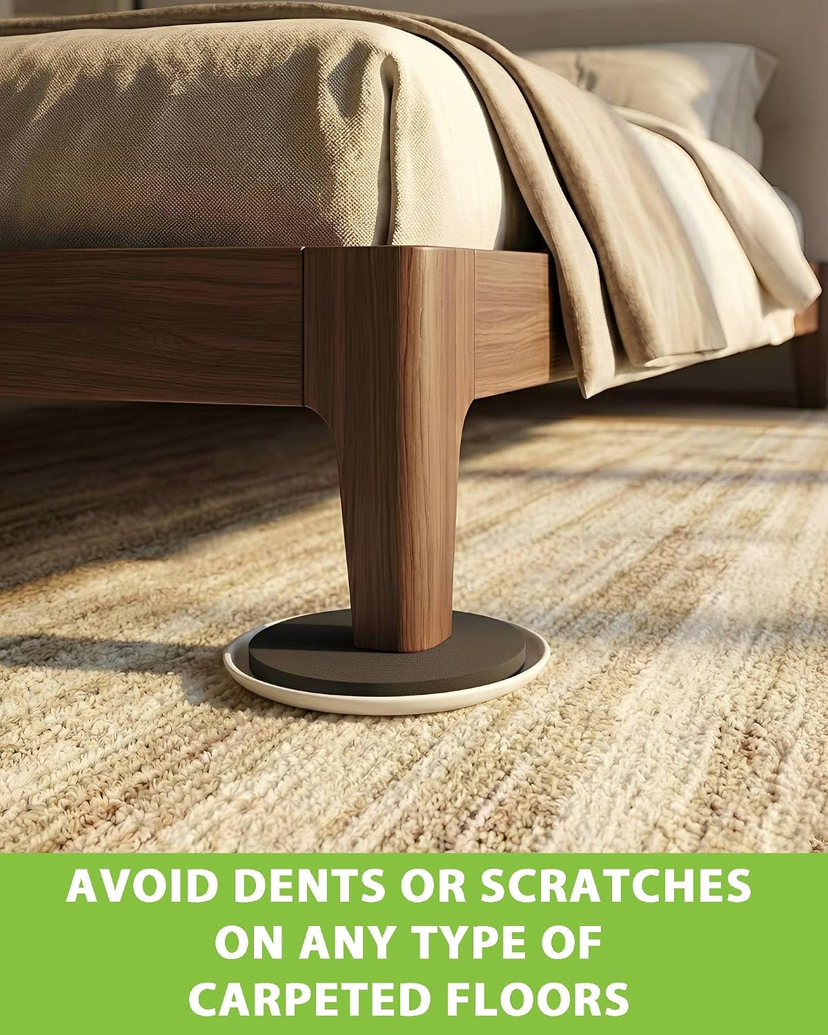 5 Inch Furniture Sliders for Carpet and Hardwood Floors – 12 Pack Heavy Duty Round Moving Pads Reusable Furniture Movers Glides for Sofa, Couch, Table, Chair Legs (Beige, 5")