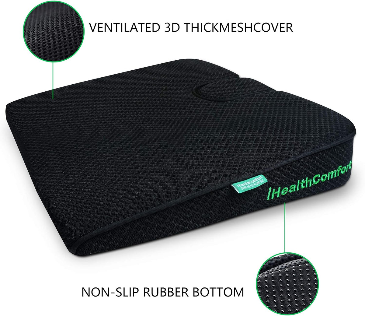 Wedge Seat Cushion Orthopedic Coccyx Tailbone Pain Relief Cushion, Memory Foam Ergonomic Wedge Pillow for Office Chair, Driving, Wheelchair, Gaming Non-Slip Bottom with Portable Handle
