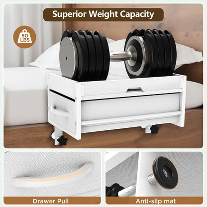 Bedside Shelf for Dorm Room, 2 Tier On Bed Side Table Loft Shelf for Bunk Bed, Bedside Tray with Cable Management, Under Mattress Bedside Shelf, Back to School
