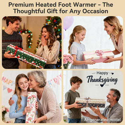 Electric Foot Warmer for Feet: Double Sided Foot Heated Pad with Six Adjustable Four Timed Options Machine Washable Easy to Fold, Feet Warmer for Bed Desk Office Birthday/Christmas Gift