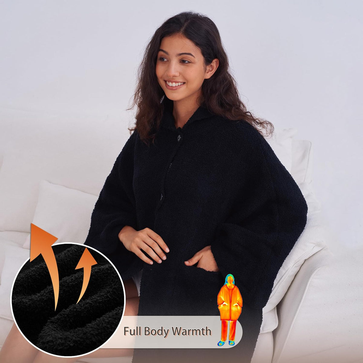 WDCOZY Wearable Blanket Hoodie Poncho Throw Comfy Soft Warm Cape Shawl Cozy Cloak Wrap Hooded with Sleeves For Women Adults