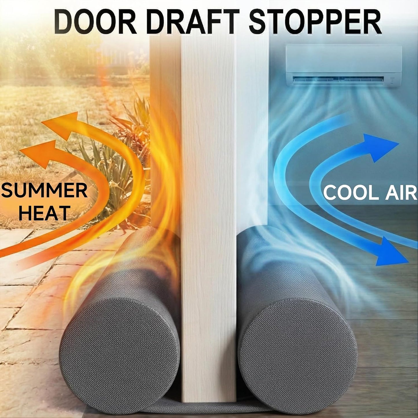 MAXTID Under Door Draft Stopper for Bottom of Doors 38" Black | Door Blocker Noise Reduce Light Cold Air Guard Breeze Sound Proof Door Sweep Door Seal Insulation Strip Gap Filler