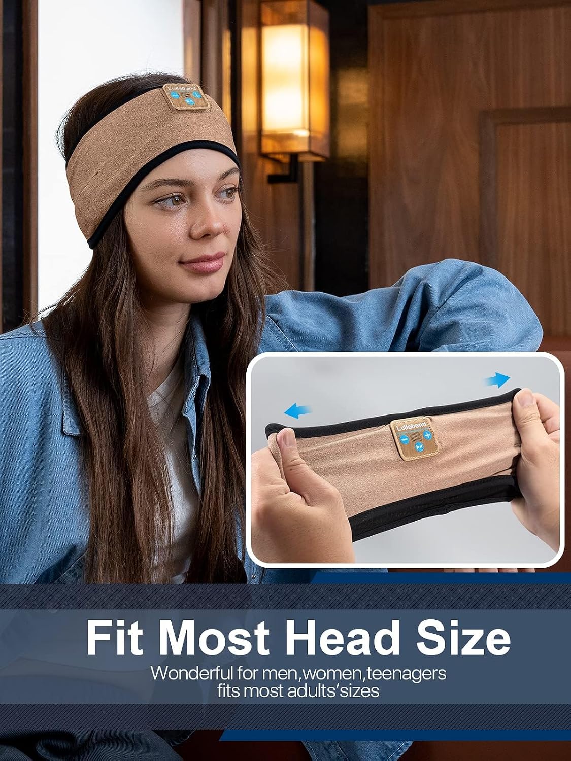 Lullaband Sleep Headphones, Bluetooth Headband Headphones with 12-Hour Battery, Soft Headband for Sleeping, Travel, Exercise, Yoga & Relaxation
