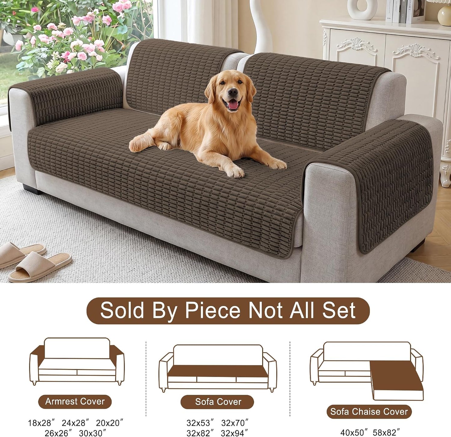 Foxdecor Couch Arm Covers for Sofa Arm Chair Covers Set of 2 | Sofa Arm Covers Cat Scratch Resistant Couch Protectors, Washable Armrest Cover Furniture Arm Covers, Cream White 20x20 in