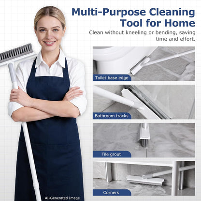 IVYROLL Grout Brush with Long Handle, Grout Cleaner Brush for Tile Floors | Stiff Bristles for Crevice, Tile Line, Shower, Kitchen, Bathroom