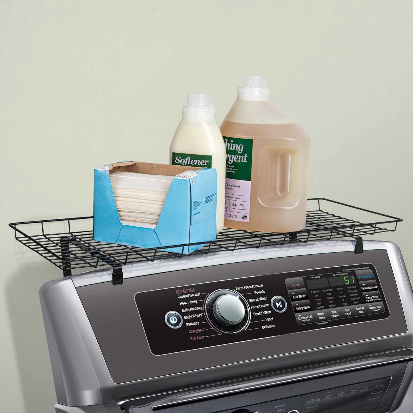 Household Essentials 05100 Rear Display Over-The-Washer Storage Shelf | Organize and Store Laundry Room Supplies | White