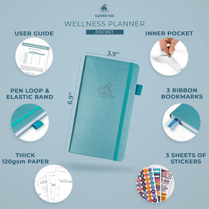 Clever Fox Wellness Planner & Food Journal for Weight Loss, A5 Orange | 5.8"x8.3" nutrition & exercise tracker for women tracking meals, diet & symptom diary, calorie counter notebook, stickers
