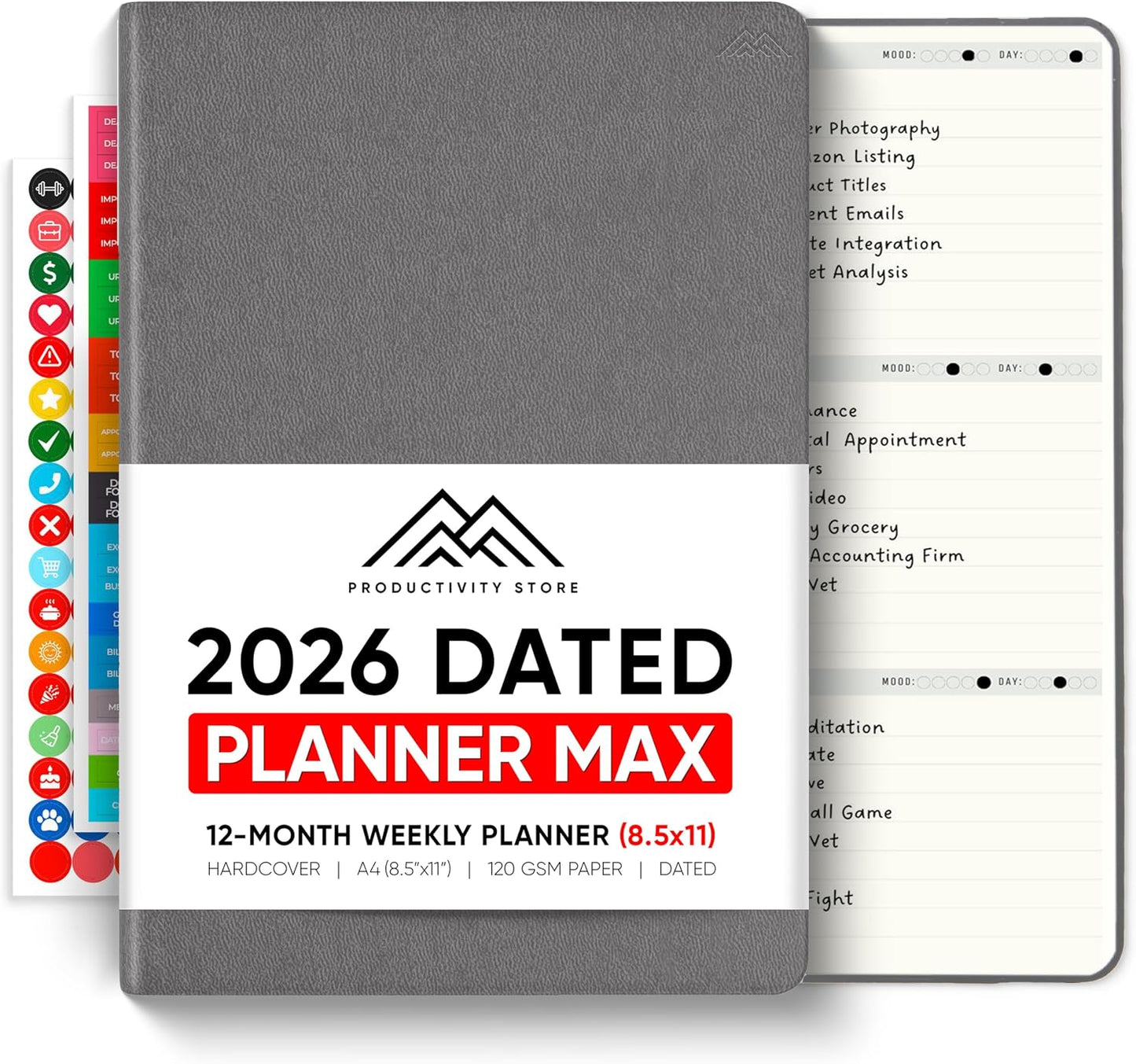 Dated, 2026 Planner, 5.8” x 8.3” - The #1 Productivity Planner to Achieve Your 2026 Goals - Planner 2026-2027 by PRODUCTIVITY STORE (A5, GREY)