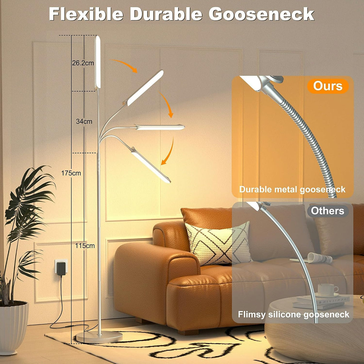 Yikuneng Dimmable LED Floor Lamp, Super Bright Reading Lamps Floor Standing lamp with Remote & Touch Control, Stepless Dimming & 2700K-6500K Color Temperature, for Living Room Bedroom Office, Black