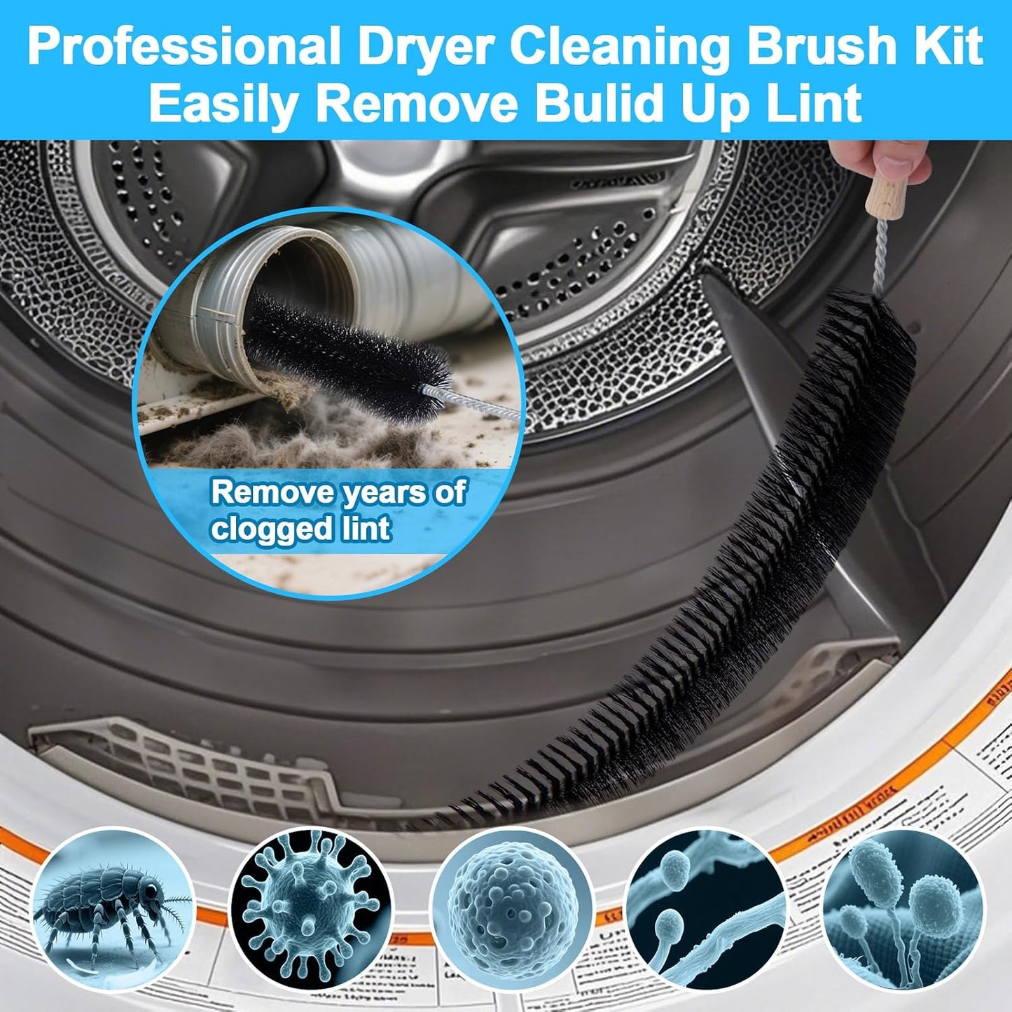 Dryer Vent Cleaner Brush,Flexible Clothes Dryer Lint Brush | Lint Trap Cleaning Tool,Laundry Room Essentials Lint Remover Accessories,Refrigerator Coil Brush,Household Cleaning Supplies