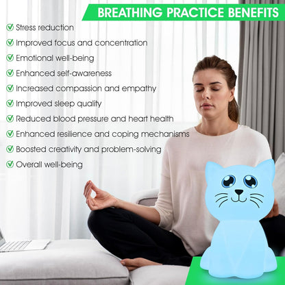 Calm Collective Cat Breathing Trainer Light & 52 CBT Journal Cards for Emotional Management and Daily Focus