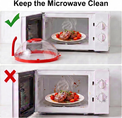 Microwave Splatter Cover with Water Steamer and Vent Hole, BPA-Free, 11.22" | Microwave Cover for Food, Plastic Splatter Guard for Microwave to Keeps Food Soft and Moist and Microwave Clean and Tidy