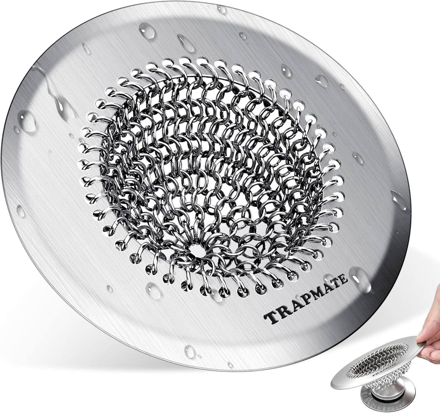 TRAPMATE Shower Drain Hair Catcher, 4.4" Anti-Clogging Bathtub Drain Cover | Easy Flip Cleaning, Traps Hair with Fast Drainage, Anti-Slip Drain Protector Fits Regular & Pop-up Drains (Patented Product)