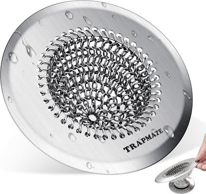 TRAPMATE Shower Drain Hair Catcher, 4.4" Anti-Clogging Bathtub Drain Cover | Easy Flip Cleaning, Traps Hair with Fast Drainage, Anti-Slip Drain Protector Fits Regular & Pop-up Drains (Patented Product)