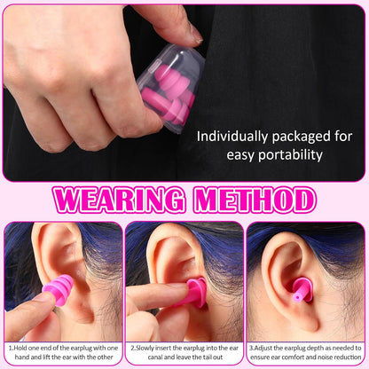 Trelaco 100 Pairs Silicone Ear Plugs Bulk with Case Nrr 29db, Black