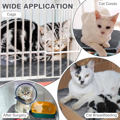 2 Pack Self Heating Cat Mat Self Warming Pet Pads Washable Kennel Mat Dog Crate Pad Reflects Body Heat Non Skid Cat Thermal Pads for Puppy Indoor Outdoor(Black,16 x 20 Inches)