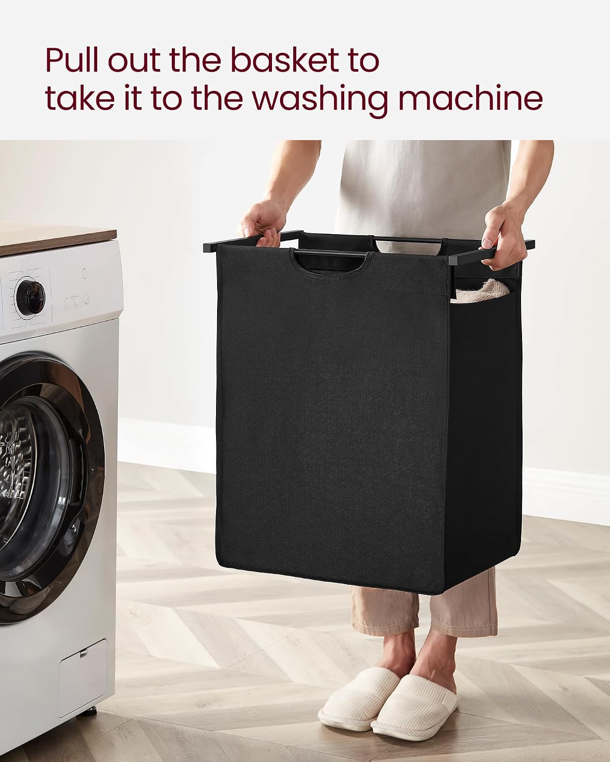 VASAGLE Laundry Hamper, Laundry Basket Sorter with 3 Pull-Out and Removable Bags, Shelf, Metal Frame, 3 x 10.6 Gallons (40 L), 36.4 x 13 x 28.4 Inches, Cappuccino Beige and Natural Beige UBLH301LH01