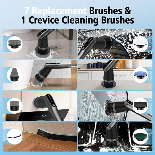 Dreazu Electric Spin Scrubber, 10-in-1 Shower Scrubber & Retractable Long Handle, 44 lbs High-Torque & Variable Speed Shower Cleaning Brush for Bathroom,Toilet, Bathtub, Kitchen, Tile Floors