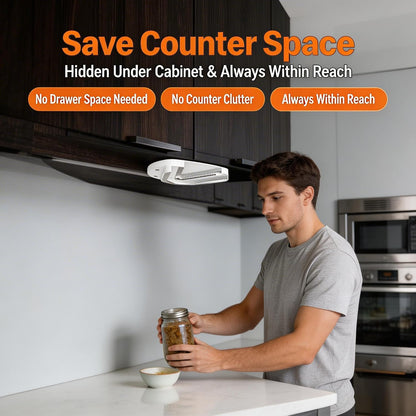 Upgraded Under Cabinet Jar Opener: One-Hand Jar & Can Opener for Stubborn Lids, Easier Grip for Tight Lids, Stainless Steel Teeth
