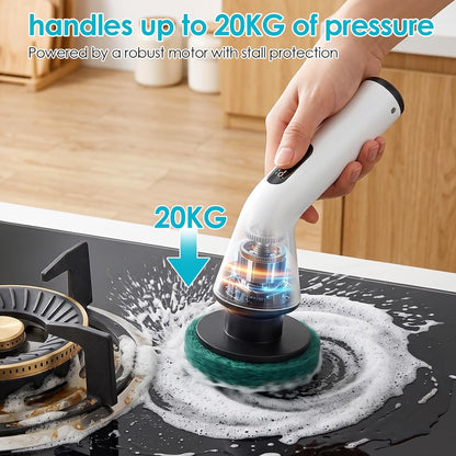 Electric Spin Scrubber for Bathroom,Power Cleaning Brush with 7 Replaceable Brush Heads, Adjustable Long Handle, Cordless Electric Shower Scrubber for Home, Floor, Kitchen & Car
