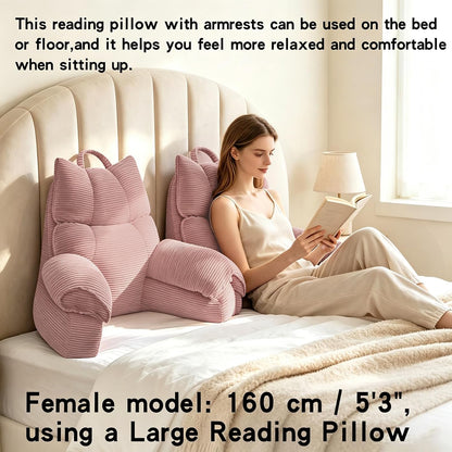 Reading Pillow for Bed with Arms, Back Support, Memory Foam（Grey Black） | Reading Pillow for Bed with High Arm Rests, Back Support Pillow for Sitting Up, Shredded Memory Foam for Reading, TV & Gaming
