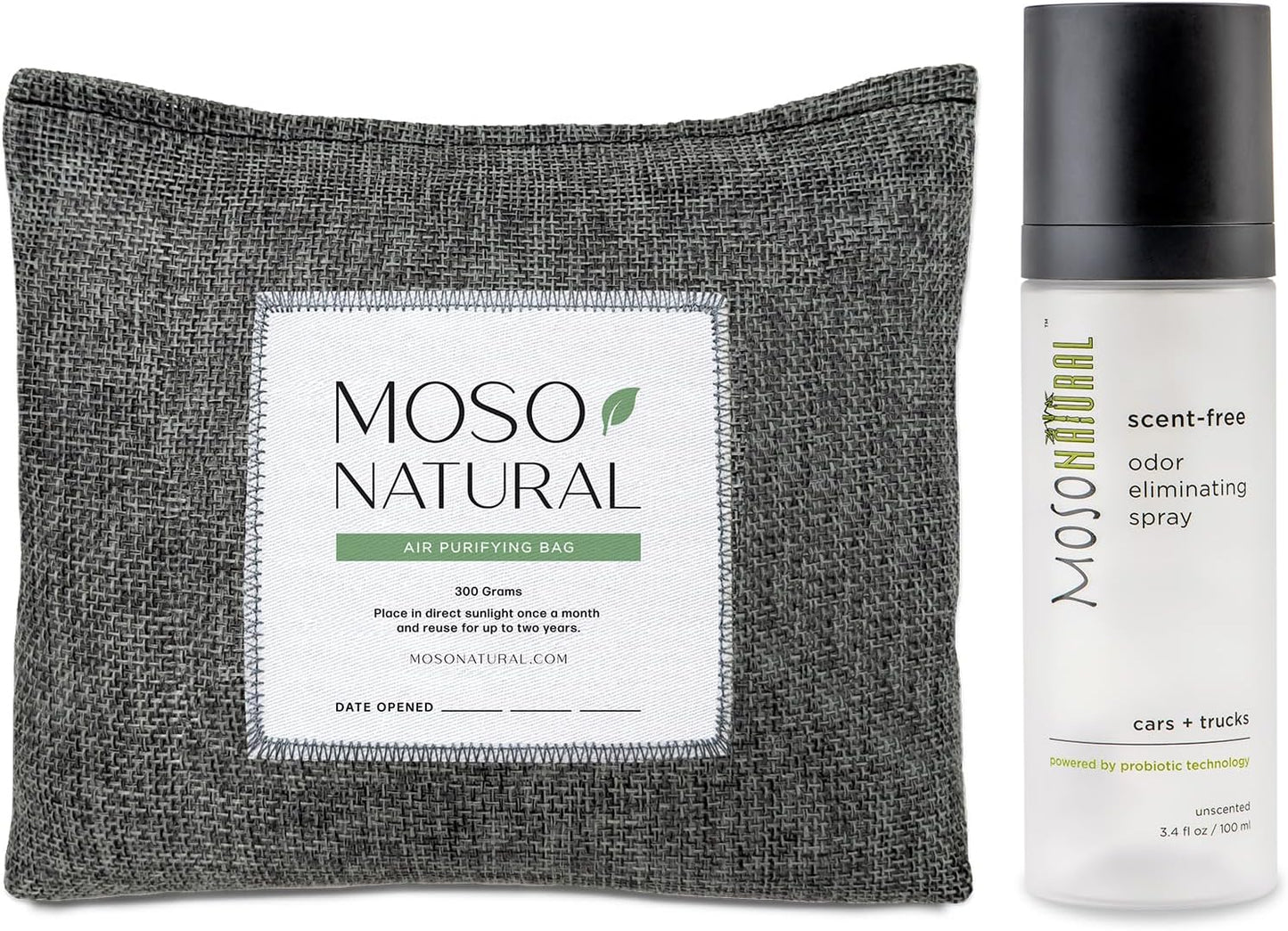 Moso Natural Car Odor Eliminator & Charcoal Odor Absorber, Bamboo Charcoal Air Purifying Bag for Cars, Trucks, SUVs, RVs & Boats — Unscented Deodorizer, Lasts 2 Years, HGTV Editors' Pick