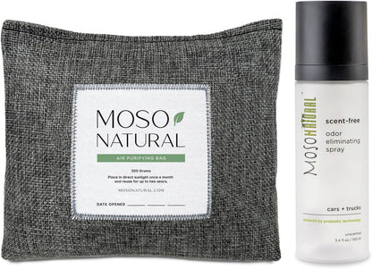 Moso Natural Car Odor Eliminator & Charcoal Odor Absorber, Bamboo Charcoal Air Purifying Bag for Cars, Trucks, SUVs, RVs & Boats — Unscented Deodorizer, Lasts 2 Years, HGTV Editors' Pick