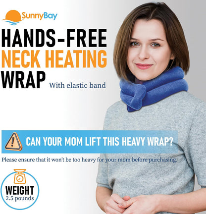 SunnyBay Microwave Heating Pad, Microwavable Heated Neck and Shoulder Wrap, Hands-Free Weighted Moist Hot or Cool Pack, Soft Fleece Cover and Flaxseed Filling, 26 Inch Length, SkyBlue