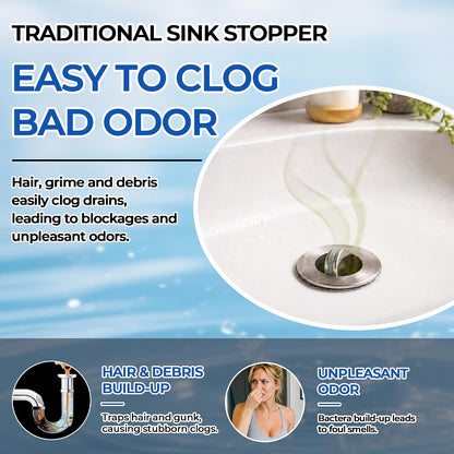 Bathroom Sink Drain Strainer, Pop-up Sink Drain Strainer with Removable Stainless Steel Strainer Basket Hair Catcher, Bathroom Sink Strainer for Bathroom Sink Stopper Replacement(1PCS)