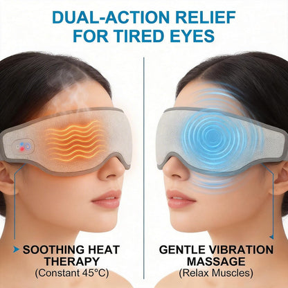 SES 3D Contoured Heated Eye Mask Cordless Vibration for Eye Relief, Gray