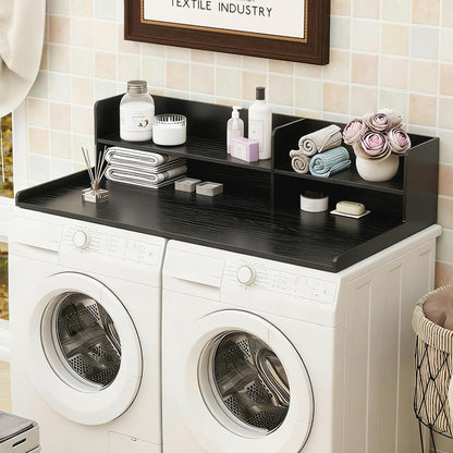 2 Tier Wooden Washer Dryer Topper, Large Laundry Countertop Cover, Walnut | Washer And Dryer Topper Non-Slip Pads,Over Washer And Dryer Shelves For Clothes Folding,Space Saving Laundry Room Organizer