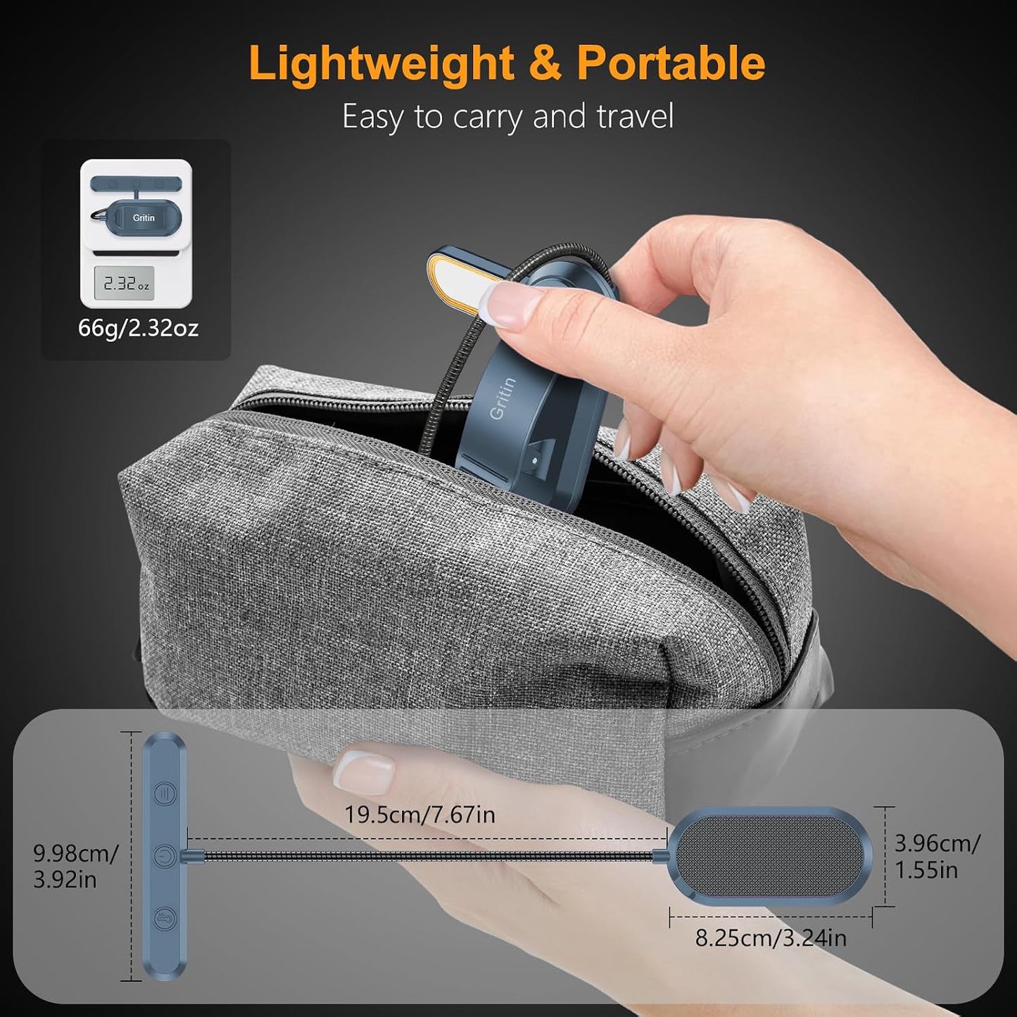 Gritin Rechargeable Book Light for Reading in Bed with 19 LED | Eye Caring 3 Color Temps,5 Brightness Levels,Memory Function,90 Hrs Runtime Flexible Goose Neck Clip on Light for Book Lovers