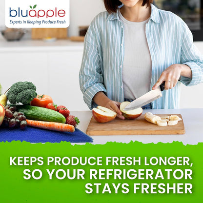 Bluapple FreshMats - Refrigerator Bin Liners, Fridge Drawer Mats - Keeps Produce Fresh Longer, Prevents Bruising, Promotes Air Circulation - BPA-Free Polyurethane Foam - (4-Piece Set, 12"x15", Green)