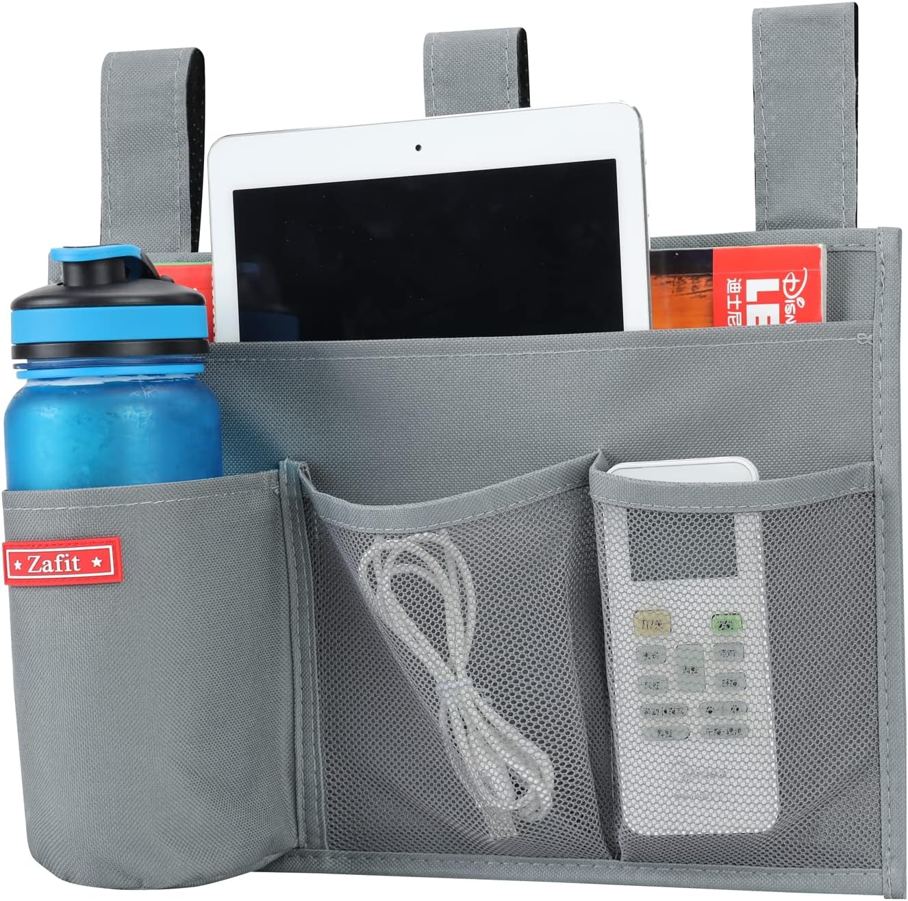 Zafit Hanging Bedside Caddy, Bedside Storage Organizer for Magazine, Phone, Remote control (Classic4 Pockets-Black)