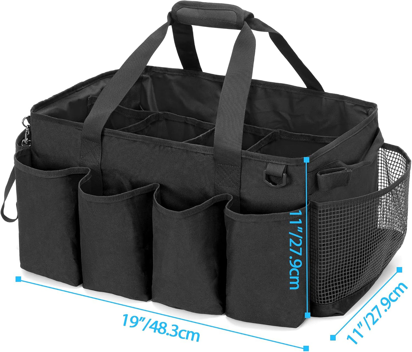 HODRANT Extra-Large Cleaning Caddy with Handles & Multi Pockets | Large Capacity Tote Bag for Cleaning Tools & Products Storage, Cleaner Organizer for Car, Home & Housekeeping Work, Gray