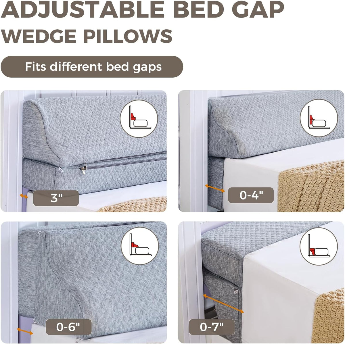Bed Wedge Gap Filler Queen Size, Wedge Pillow for Headboard Gap, 60×10×6 in