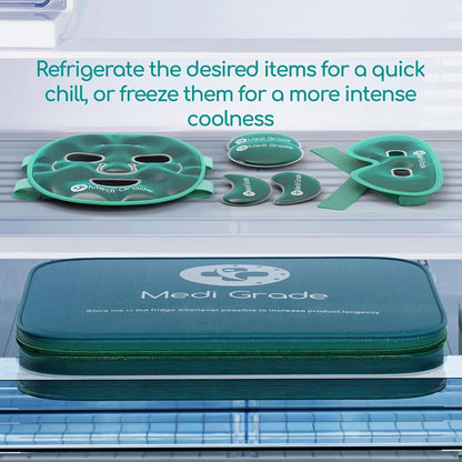Medi Grade Face Ice Pack and Cooling Eye Mask Set, ChillGel Gel Mask, Green