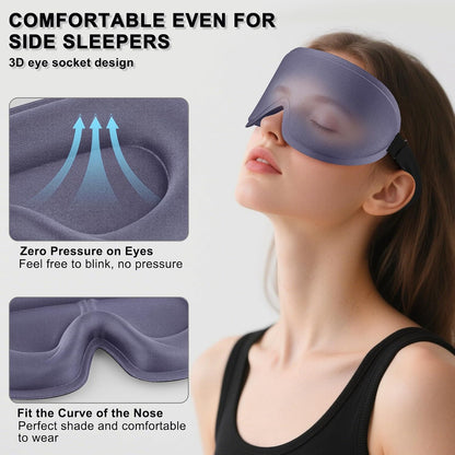 2 Pack Sleep Mask for Side Sleeper, Complete Light Blocking 3D Sleeping Eye Mask, Soft Breathable Eye Cover for Women Men, Travel, Nap, Relaxing Zero Pressure Night Blindfold (Pink+Purple)