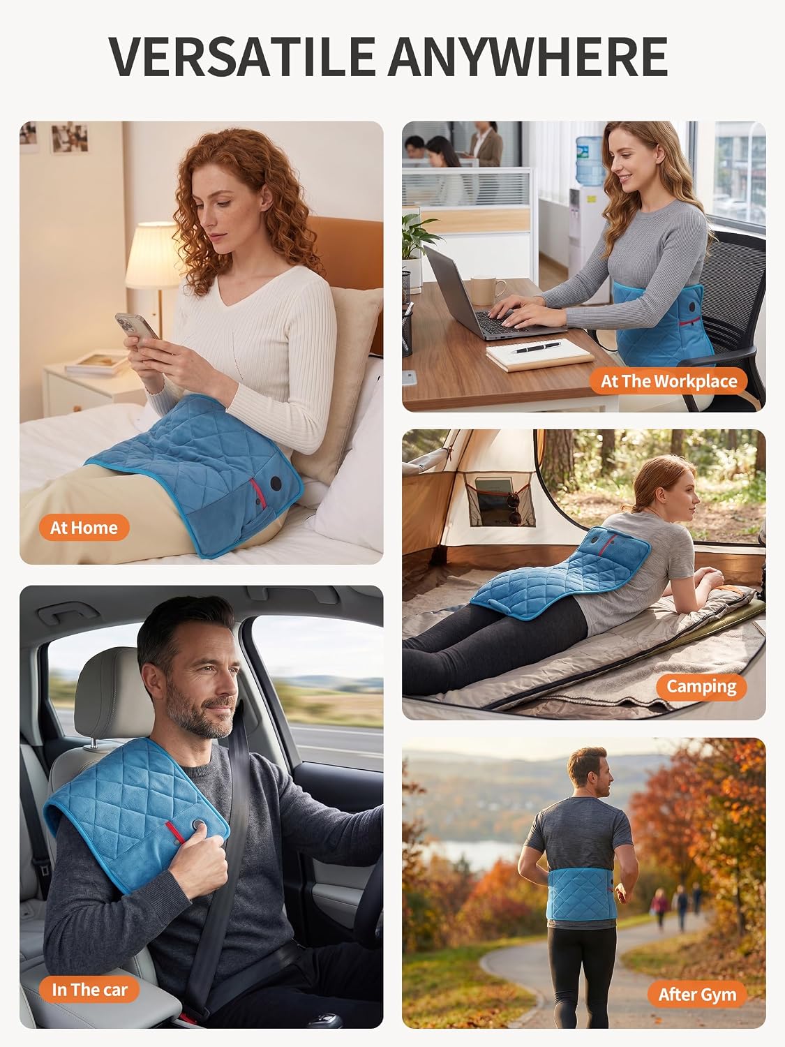 Vofuoti Portable Heating Pad, Cordless Weighted Heating Pads with Battery and 3 Heat Settings, Electric Heated Pad for for Back, Abdomen, Neck & Shoulder, Women Men, 12" x 24" | with 15000mAh Battery and 3 Heat Settings, Electric Heated Pad for Back,