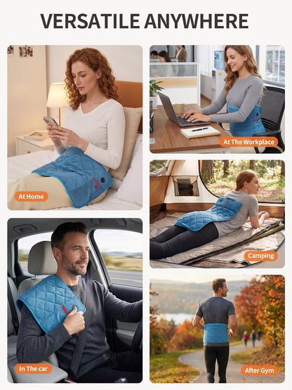 Vofuoti Portable Heating Pad, Cordless Weighted Heating Pads with Battery and 3 Heat Settings, Electric Heated Pad for for Back, Abdomen, Neck & Shoulder, Women Men, 12" x 24" | with 15000mAh Battery and 3 Heat Settings, Electric Heated Pad for Back,