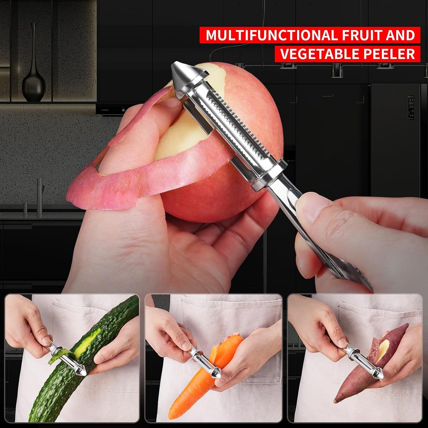 MAD SHARK Vegetable Peeler,Ultra Sharp Y Serrated Blade Peelers for Kitchen | Y Shaped Peeler Rust-proof Stainless Steel,Non-slip Ergonomic Grip,Easy Clean for carrots, potatoes, apples, fruits & veggies