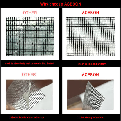 ACEBON Window Screen Repair Kit - 2"x80' Tape for Tears & Holes, Strong Adhesive Black Fiberglass Mesh