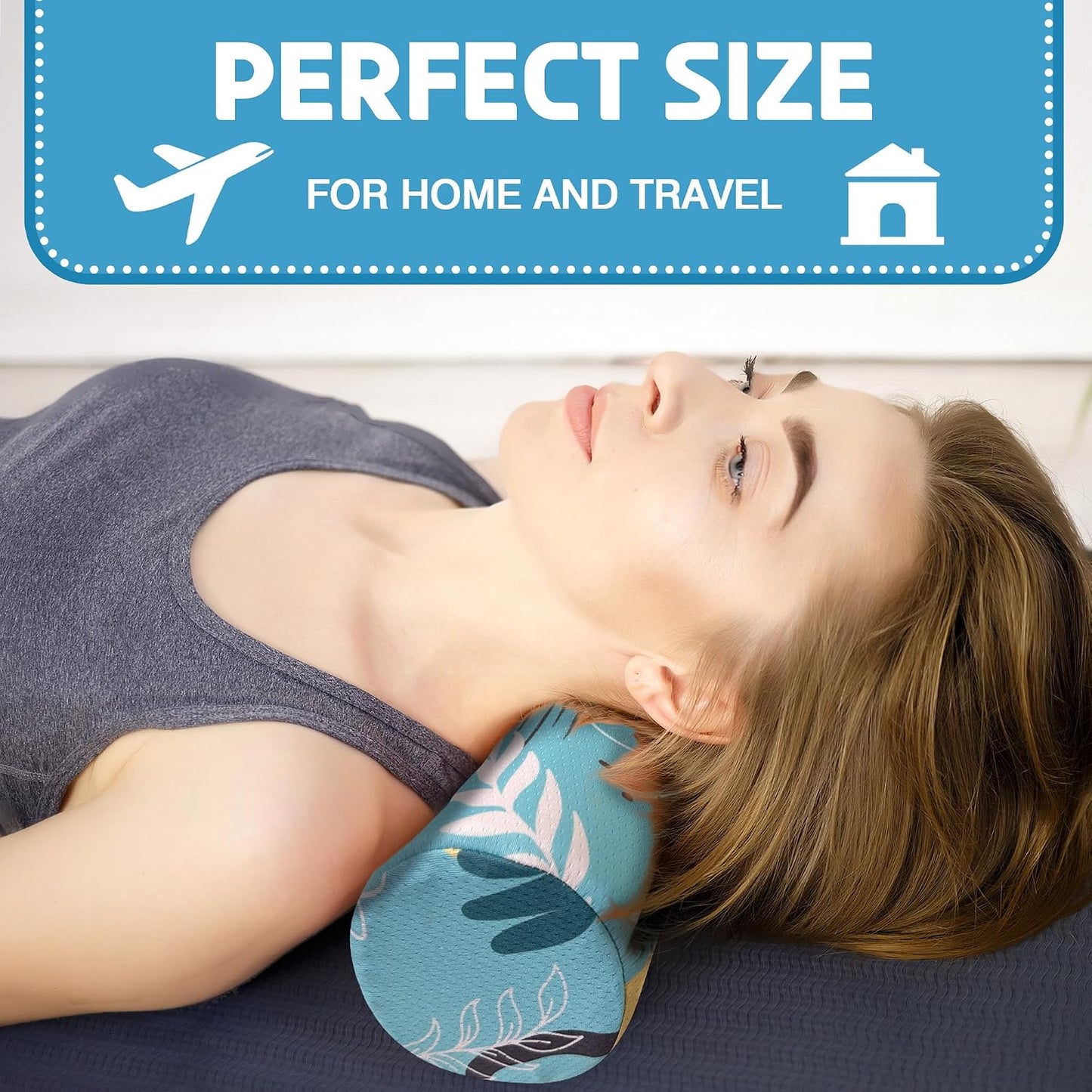 Neck Roll Pillow for Sleeping,Ergonomic Cylinder Tube Pillows for Cervical Spine and Neck Support,Versatile Roll Pillow for Bed,Office,and Travel,Memory Foam Bolster with Washable Cover