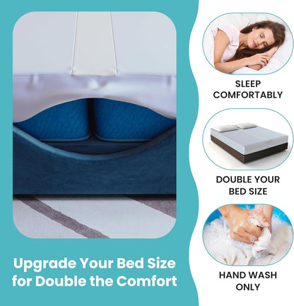 2-in-1 Bed Bridge Twin/Twin XL to King with Attached Sheet – Split Bed Gap Filler & Twin to King Bed Converter (Patent Pending)