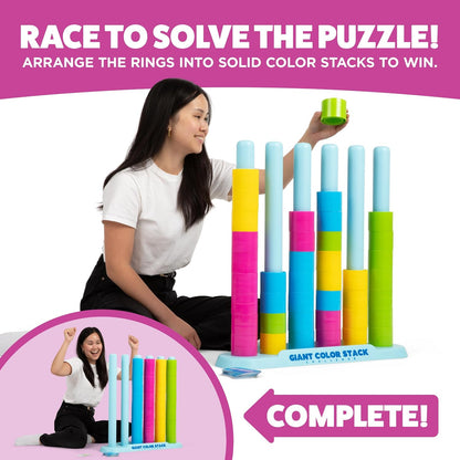 Giant Color Stack Challenge by Relatable - Nappa Award 2025 Winner, Strategy Stacking Game with 50 Puzzles, Backyard & Lawn Activity for Summer Parties, Outdoor Fun for Families & Groups, Ages 6+